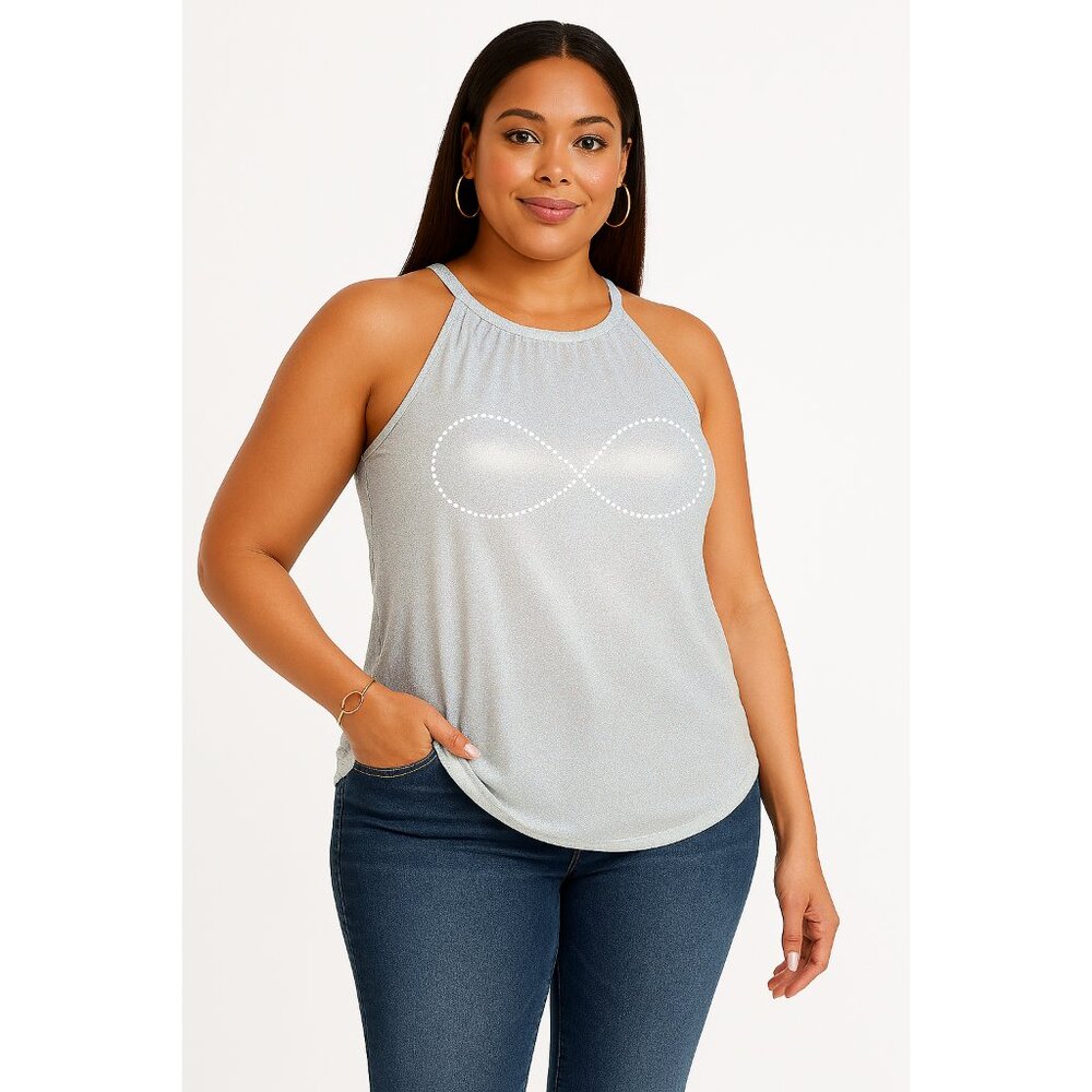 Sparkle High Neck Built in Bra Top 2x NWT
